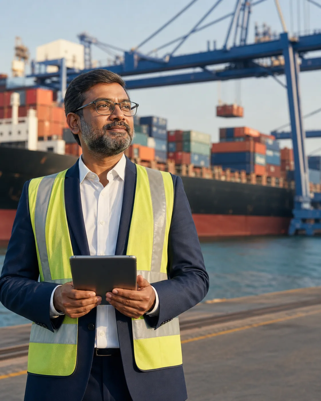 Logistics leader overseeing an export shipment at a container terminal